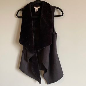 Saks 5th Ave. Black Fur/Suede Reversible Vest- S/M